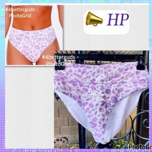 New Forever 21 Plus Size Violet Leopard Cheetah Swimwear Ribbed Bikini Bottom 1X